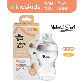 Bình Sữa Ty Siêu Mềm Tự Nhiên Tommee Tippee Natural Start 340ml, Núm Ty Của Bình 3-6 Tháng