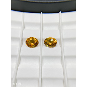 Mua Cặp viên đá citrine thạch anh vàng 7.6 carat hình oval làm nhẫn mặt dây rất đẹp