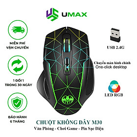 Chuột không dây gaming M30 3200DPI LED 7 màu pin tự sạc kết nối ổn định dùng được cho máy tính, Laptop, Tivi