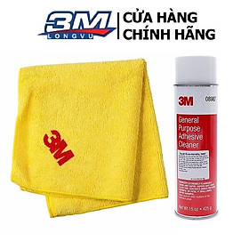 Combo Dung dịch tẩy keo, nhựa đường 3M 08987 425g + Khăn lau xe hơi chuyên