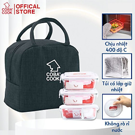 Mua Bộ 3 Hộp Cơm Thủy Tinh COBACOOK 2 Hộp 640ml Và 1 Hộp Chia 2 Ngăn Kèm Túi Giữ Nhiệt- CCL6NL63BB