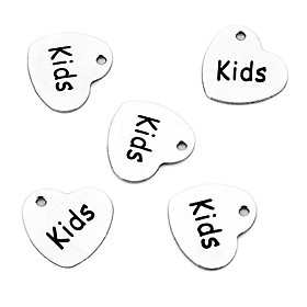5Pcs Words Charms Craft Supplies Heart Pendants Beads Charms Pendants for Crafting, Jewelry Findings Making Accessory For DIY Necklace Bracelet