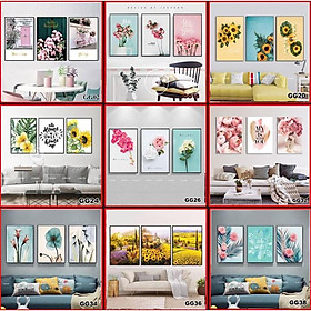 Tranh treo tường canvas hoa trang trí phòng khách, phòng ngủ, phòng ăn, spa, tranh hoa hồng, hoa mẫu đơn, hoa cúc