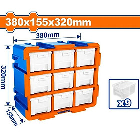 BỘ TỦ GỒM 9 KHAY NHỰA ĐỰNG LINH KIỆN (DẠNG KÍN) 380X155X320M M WADFOW WTB8331 - HÀNG CHÍNH HÃNG