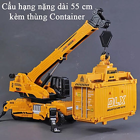 Đồ chơi xe cẩu hạng nặng dài 55cm kèm thùng container xoay 360 độ bánh xe