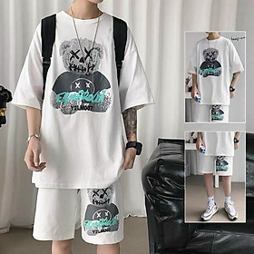 Set đồ bộ nam chất thun cotton co giản thoáng mát, thời trang đồ bộ thể thao nam, Set Bộ Quần Áo Thể Thao Nam Mùa hè Co Dãn, SÉT ĐỒ BỘ THỂ THAO MẶC NHÀ, đồ bộ mặc nhà in con gấu mặc thoải mái 