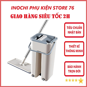 Mua Bộ Cây Lau Nhà Thông Minh Kèm Thùng Vắt 2 Ngăn Size Trung BH-M900 Chuẩn Nhật Bản - Chính hãng inochi ( Tặng kèm1 giẻ lau và khăn lau tay pakasa)