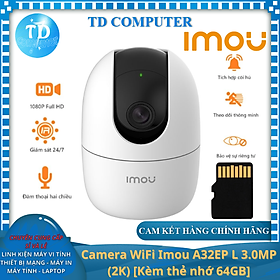 Mua Camera WiFi Imou A32EP L 3.0MP (2K)  Kèm thẻ nhớ 64GB  Chuẩn nén H.265 Đàm thoại 2 chiều Quan sát ngày đêm Xoay 360° - Hàng chính hãng DSS phân phối