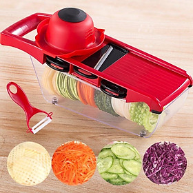 Mua Bộ dụng cụ nạo rau củ quả có nắp hộp tích hợp dao cắt thái gọt nạo bào sợi rau củ quả kiểu hạt lựu đa năng tiện lợi