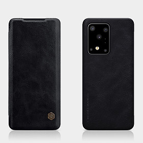 Đen - Bao da Leather cho Samsung Galaxy S20 Ultra hiệu Nillkin Qin HPK-01 (Chất liệu da cao cấp, có ngăn đựng thẻ, mặt da siêu mềm mịn) - Hàng chính hãng