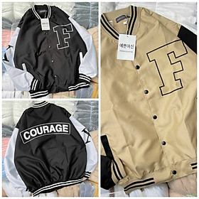 [ ẢNH THẬT ] Áo Khoác Bomber Dù Gió Chữ F COURAGE Kiểu Rộng Unisex Cặp Đôi Nam Nữ Siêu Xinh