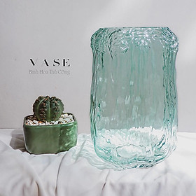 Mua Bình Hoa Thủy Tinh Xanh Trong - Thủy tinh bóng đẹp - Dễ Cắm Hoa - Trang Trí Nhà Cửa