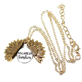 Sunflower Locket Necklace Engraved Opening Message Pendant Necklace Jewelry