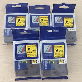 Mua   Sét 5 cuộn  Nhãn TZ2-FX621 siêu dẻo - Chữ đen trên nền vàng 9mm - Hàng nhập khẩu