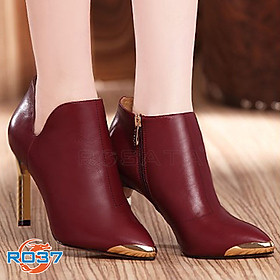 Boots nữ thời trang, mũi + gót kim loại cao cấp ROSATA RO37 7p - HÀNG VIỆT NAM - BKSTORE