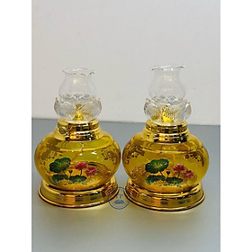 Mua CHIẾC ĐÈN THỜ ĐỐT DẦU THUỶ TINH VÀNG MẪU SEN HỒNG( GIÁ 1 CHIẾC) TM12123