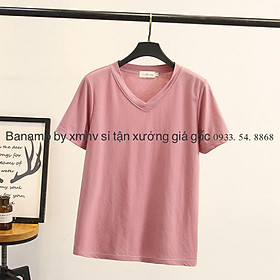 Áo phông giấy cổ tim chất đẹp nhiều màu đen trắng hồng vàng nâu thời trang Banamo Fashion 312a