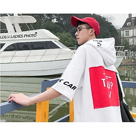 Áo Hoodie Thun Nam TAY LỠ Có Mũ Kiểu Dáng Thời Trang T/E - Japan - MÀU TRẮNG aothununisex aophongnam