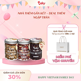 Quà Tặng Oaky - Combo Hạt Dinh Dưỡng Cao Cấp Nhân Óc Chó Vàng, Nhân Óc Chó Đỏ, Nho Khô - Tặng Túi Giấy Sang Trọng