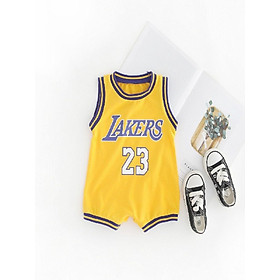 Quần Áo Bé Sơ Sinh Tay Ngắn Bé Gái Quần Áo Bé Trai Phong Cách Thể Thao Ngôi Sao Bóng Rổ Cotton Rompers Bebe Trang Phục Trắng - 3M