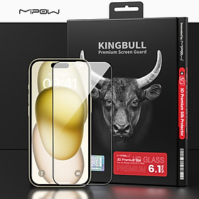 Miếng Dán Cường Lực Dành Cho iPhone 15 Pro/ iPhone 15 ProMax Mipow Kingbull 3D Premium Silk _ Hàng Chính Hãng