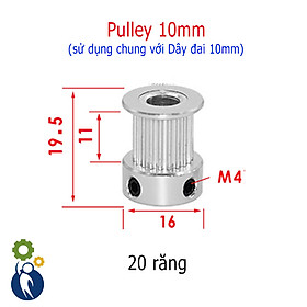 Buly, Puly, Pulley Trục 6mm - 20 Răng Đai 10, sử dụng với dây đai 2GT-10mm