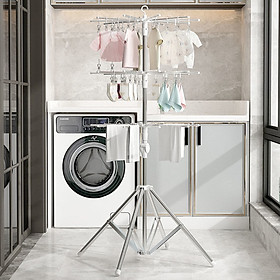 Mua Cây sào phơi đồ inox thông minh gấp gọn Sothing 3 tầng 80 kẹp treo đồ cho bé- Hàng chính hãng