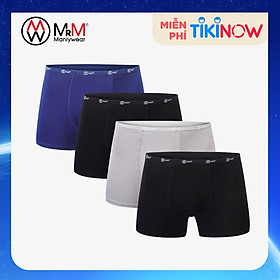 Combo 4 quần lót nam Boxer sợi cạp 1cm sợi tre tự nhiên mềm mịn thấm hút mồ hôi, co giãn 4 chiều MRM Manlywear - Màu ngẫu nhiên