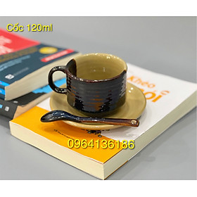 Mua Set cốc đĩa cà phê nóng 120ml phối 3 màu cao cấp gốm sứ Bát Tràng