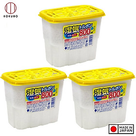 Set 03 Hộp hút ẩm, khử mùi Kokubo 800ml - Hàng nội địa Nhật Bản