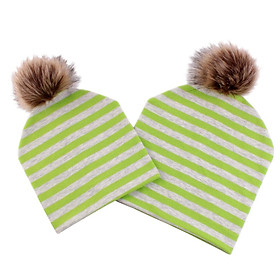 2PCS Parent-Child Hat, Mother & Baby Winter Warm Hat Family Beanie Ski Cap Green