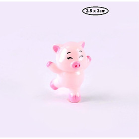 Bộ mô hình gia đình lợn hồng siêu cute để trang trí tiểu cảnh, bonsai
