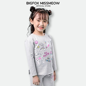 Bộ bé gái BIGFOX - MISS MEOW thu đông size đại, bộ dài tay cho bé phong cách Hàn Quốc in So Cute 11 - 38 kg