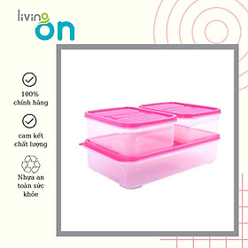 Mua Combo 3 hộp cà men đựng cơm- Hộp bảo quản thực phẩm màu hồng- Mã set 02