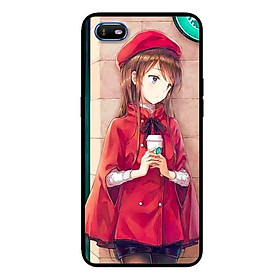 Ốp Lưng in cho Oppo A1K Mẫu Nàng Đồng Phục Đỏ - Hàng Chính Hãng