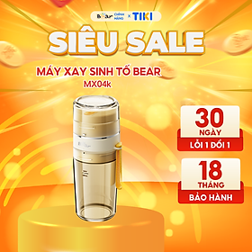 Máy Xay Sinh Tố Bear Máy Xay Cầm Tay Máy xay Đa Năng Tích Điện Xay Smoothie Xay Nhuyễn Rau Củ SB-MX04K - Hàng Chính Hãng