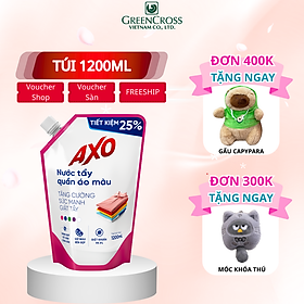 Combo 2-8 Túi Nước tẩy quần áo màu AXO 1200ml đánh bay vết bẩn lưu giữ màu quần áo