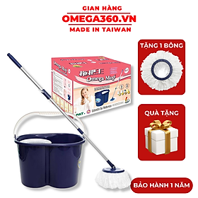 BỘ LAU NHÀ 360 OMEGA MOP NHẬP KHẨU TAIWAN ( 1 THÂN CÂY + 2 BÔNG LAU + 1 THÙNG LAU) ( QÙA TẶNG)