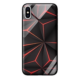 Ốp lưng kính cường lực cho iPhone X Họa Tiết Đỏ Đen - Hàng chính hãng
