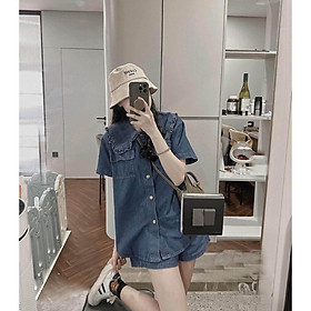 SET ĐI CHƠI, SET 2 MÓN ÁO SƠ MI CỔ BÈO TAY NGẮN PHỐI QUẦN ĐÙI CỰC NĂNG ĐỘNG