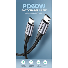 Mua Cáp dữ liệu USB C  truyền dữ liệu từ máy tính ra điện thoại  dài 1M màu xám Ugreen ( 50150) hàng chính hãng