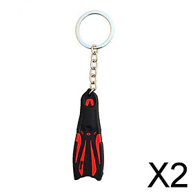 2xNovelty Mini Dive  Flippers Key Chain Holder Keyring Keychain  Red