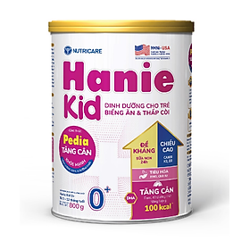 Sữa bột Hanie Kid 0+ lon 800g -  dành cho trẻ biếng ăn & suy dinh dưỡng 0-12 tháng tuổi