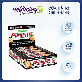 Thanh Bánh PureFit Chocolate Chip Peanut Butter Protein Bổ Sung Năng Lượng, Hỗ Trợ Tăng Cơ, Phục Hồi Sau Tập Luyện - Vị Bơ Đậu Phộng Kết Hợp Với Socola - Hộp 15 Thanh