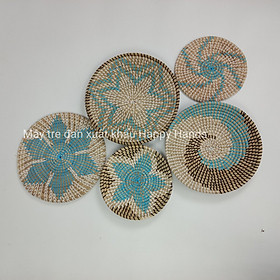 Bộ đĩa cói xiên trang trí tường phòng khách,nhà bếp, nhà hàng, khách sạn, quán cafe, homstay