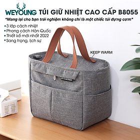 Túi đựng hộp cơm cao cấp. Túi giữ nhiệt đa năng nhiều lớp. Túi đựng đồ ăn trưa. Túi chống toả nhiệt, dày dặn, có tay xách, phong cách Hàn Quốc thời trang, hiện đại. B8055