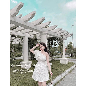 Đầm xoè dự tiệc gấm lệch vai nơ TRIPBLE T DRESS - size M/L -MS231V