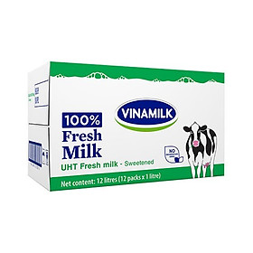 THÙNG 12 HỘP SỮA TƯƠI TIỆT TRÙNG VINAMILK 100% 1L