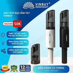 Máy hút bụi cầm tay, hút bụi xe ô tô, xe hơi, giường nệm, lực hút mạnh 16000PA, pin sạc không dây - Chính hãng VinBuy - Màu đen