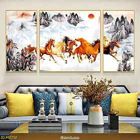 Mua Tranh Treo Tường Cho Người Tuổi Ngọ - Tranh Canvas Bộ 3 Bát Mã Sang Trọng